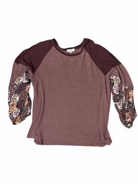 UMGEE Women's Mauve Floral Sleeve Raglan Top